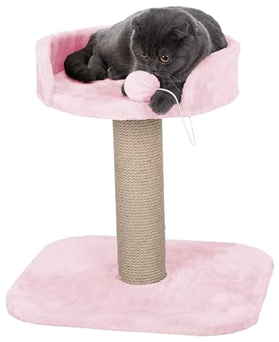 Activity Kitten Cat Tree - Hanging Ball | Top Seat | Jute Rope Scratching Post (Height 16 Inch) (FURR01TOP) (Pink - FURR-001TOP)