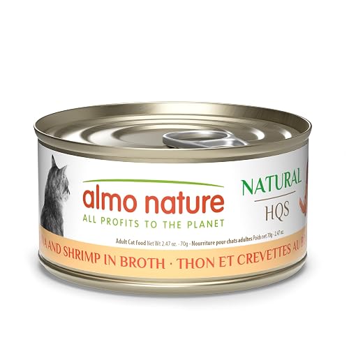 almo nature HQS Natural Wet Cat Food Tuna and Shrimp in Broth, Grain-Free, 2.47 oz (Pack of 24)
