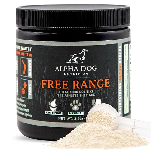 Alpha Dog Nutrition Free Range Dog Hip & Joint Supplement Powder with Glucosamine, Chondroitin, MSM - Hip & Joint Support for All Breeds