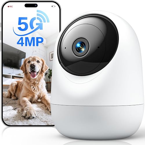 Andyssey 4MP Indoor Security Camera 360° Pan Tilt 5G/2.4G WiFi 6, Plug-in Pet Camera with Speaker for Dog/Cat Baby Monitor with Phone App,Motion Tracking, 2-Way Talk,Cloud & SD Card Storage