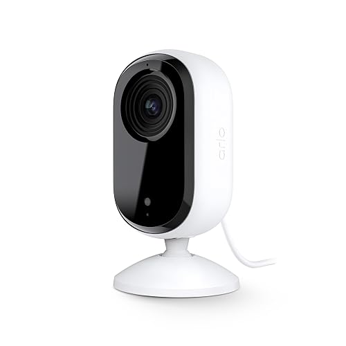 Arlo Essential Security Camera HD | Indoor Only | 2nd Gen | Pet Camera & Baby Monitor | Wired, Automated Privacy Shield, 2-Way Audio, Night Vision, Live Stream, Motion Alerts,Notifications|White 1 Cam