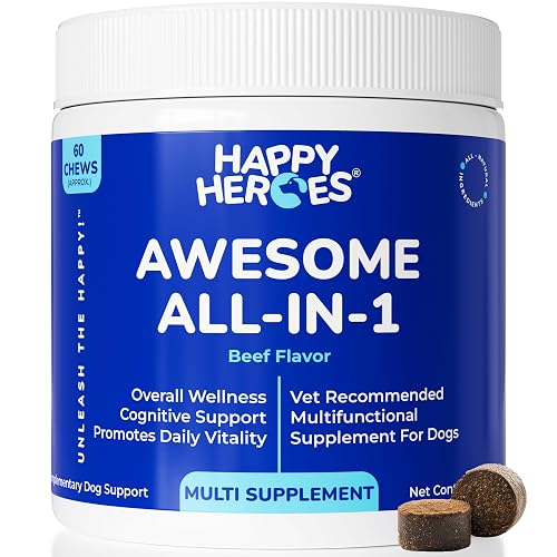 Awesome All-in-1 Dog Treats, 100% Natural Supplement, Supports Dog Joint Health, Cognition, Skin & Coat, Allergy and Itch Relief, with Probiotics for Gut Health, 120 Soft Chews