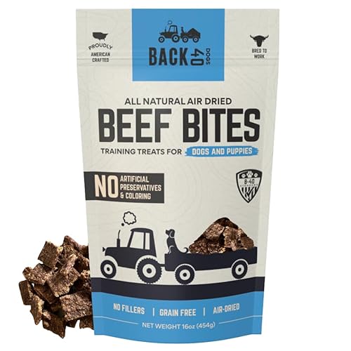 Back 40 Dogs Beef Bites - All Natural Premium Air Dried Dog Training Treats - Free Range Beef, Real Meat - High Protein Food Toppers & Dog Treat - Puppy Essentials, Made in USA - 16oz