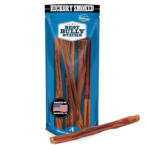 Best Bully Sticks Smoked Bully Sticks with Collagen for Dogs - 10-12 Inch, 5 Count (Pack of 1) - Natural, Grain Free Dog Chews - Large, Long-Lasting Treats for Aggressive Chewers