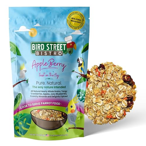 Bird Street Bistro Parrot Food - Parakeet & Cockatiel Food - Cooks in 3-15 min w/Natural Grains, Legumes, Non-GMO Fruits, Vegetables & Healthy Spices