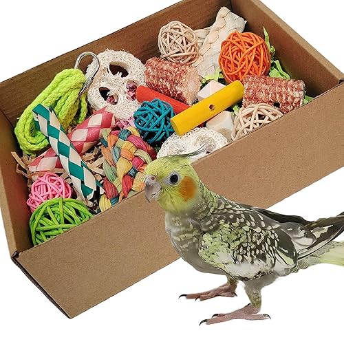 bird toysοΌColorful Parrot Foraging and Tearing Toy Box - Suitable for chewing and foraging of long tailed parrots, Quaker parrotsοΌcockatoos, Sun ConureοΌ and other small and medium-sized parrots
