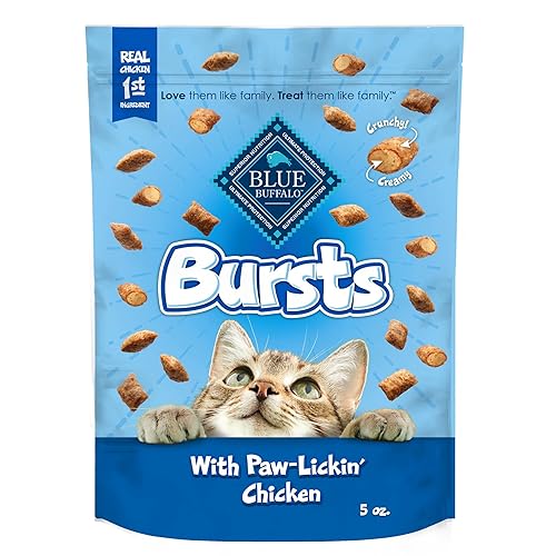 Blue Buffalo Bursts Paw-Lickin' Chicken Crunchy & Creamy Cat Treats, Great for Training, Made with Real Chicken, Natural Cat Treats Enhanced with Vitamins, Minerals & Other Nutrients, 5 oz.
