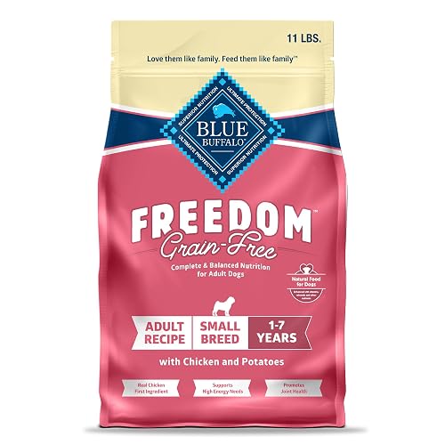 Blue Buffalo Freedom Grain-Free Small Breed Dry Dog Food, Supports High Energy Needs, Made in the USA with Natural Ingredients, Chicken & Potatoes, 11-lb Bag