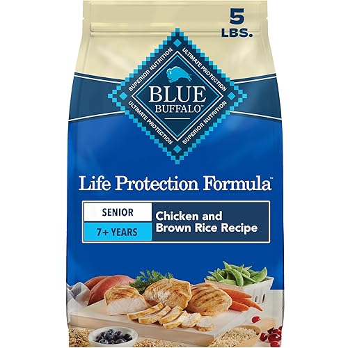 Blue Buffalo Life Protection Formula Chicken & Brown Rice Senior Dry Dog Food, Supports Immunity with Antioxidant-Rich LifeSource Bits, Promotes Healthy Muscle Development, Skin & Coat Health, 5 lbs.