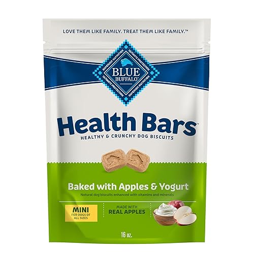 Blue Buffalo Mini Health Bars Apples & Yogurt Crunchy Dog Biscuits, Bite-Sized for Training, Oven-Baked with Real Apples & Natural Ingredients, Healthy Dog Treats, 16 oz.