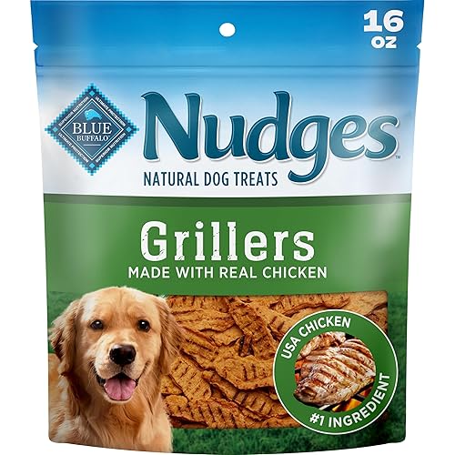 Blue Buffalo Nudges Chicken Grillers Natural Dog Treats, Tender & Meaty Dog Snacks, Easy-To-Tear for Training, Made in the USA with Real Chicken, No Artificial Preservatives, 16 oz.