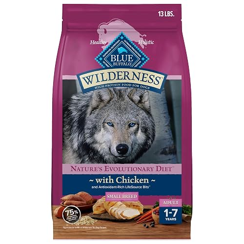 Blue Buffalo Wilderness Chicken Small Breed Adult Dry Dog Food with Wholesome Grains + Antioxidant-Rich Fruits & Veggies, 36g Protein, Supports High Energy Needs, Natural Ingredients, 13 lbs.