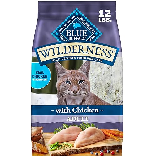 Blue Buffalo Wilderness with Chicken Natural High-Protein Grain-Free Dry Food for Adult Cats, Real Chicken First, Antioxidant-Rich LifeSource Bits Support Immunity, Promotes Strong Muscles, 12 lbs.