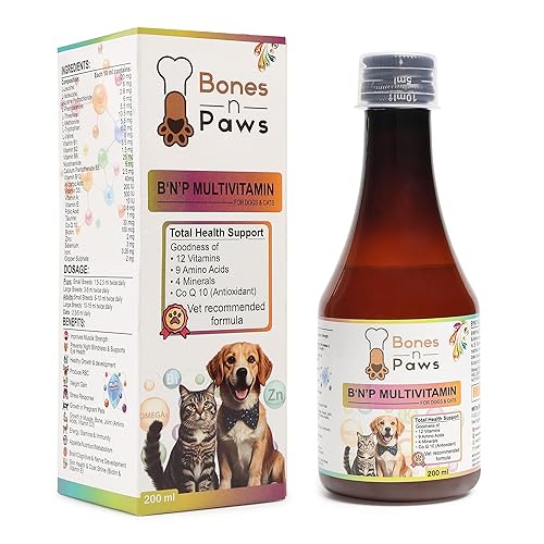 Bones & Paws BโNโP Syrup Multivitamin for Dogs & Cats (200 ml) | 12 Vitamins, 9 Amino Acids, 4 Minerals & CoQ10 | Skin, Coat, Immunity & Energy Support |