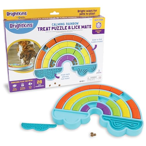 Brightkins Calming Rainbow Treat Puzzle & Lick Mats - Interactive Dog Toys, Puppy Toys for Boredom, Cat Puzzle Feeder, Mental Stimulation for Dogs, Dog Treat Activity, Brain Games for Dogs and Cats