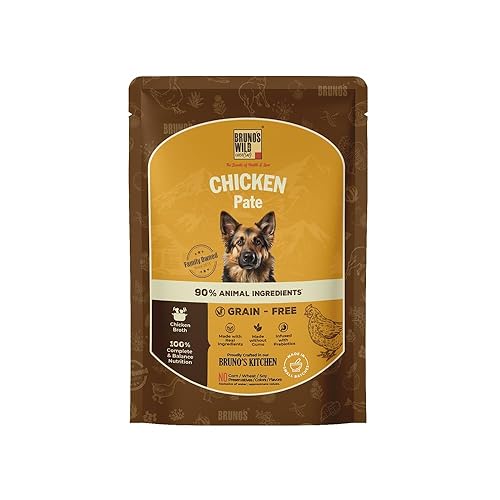 Brunos Dog Wet Food Chicken Pate β 85g (Pack of 3)|for Adult Dogs & Puppies|90% Animal Ingredients|with Chicken Broth|Grain-Free|Complete Meal or Meal Topper| No Artificial Colours or Preservatives