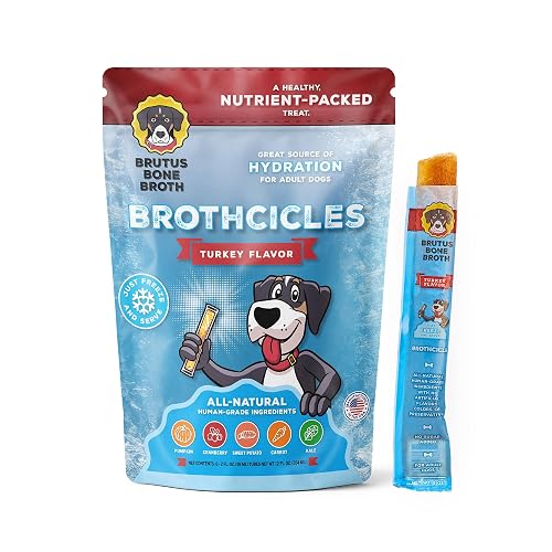 Brutus Brothcicles Frozen Dog Treats - Turkey Flavor Dog Popsicle Snack, Hydrating Frozen Enrichment Treat with Superfoods,12 Fl Oz Pack of 1 (2 oz per Stick)