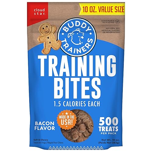 Buddy Biscuits Trainers Training Bites Soft & Chewy Dog Treats, Bacon, 10 oz. Pouch