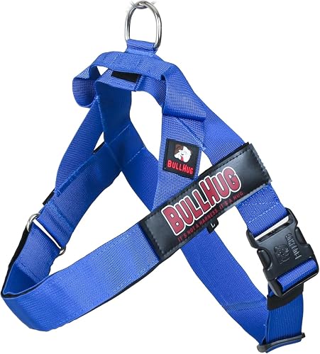 BULLHUG Adjustable Dog Harness– No Pull, No Choke – for English Bulldogs, French Bulldogs, Pugs & Broad-Chested Breeds – Easy, Safe Walks (Royal Blue, Medium)