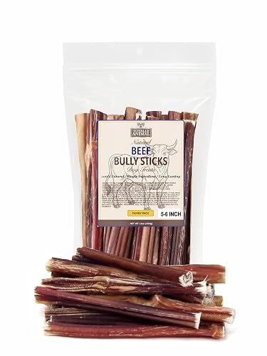 Bully Sticks, 5-6" Dog Chew Treats - 1 lb Bag | Mixed Thickness | Long Lasting for Aggressive Chewers & Large Dogs | Natural Beef Dog Chew Bones