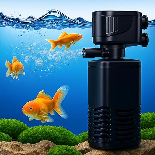 Buraq 4-in-1 Aquarium Filter, High Power 15W, 880 L/H, Submersible Internal Pump for Crystal Clear Water Suitable for 1.5 โ 2.5 Ft Medium Fish Tanks
