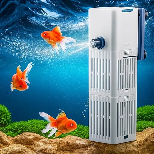 Buraq Multi-Function Submersible Adjustable Flow Aquarium Filter YQP 500F L/H โ 6W Silent Water Pump, Biological Filtration โ Ideal for 1.5 to 2.5 ft Fish Tanks (YQP - 500F | 6W | 500L/H)