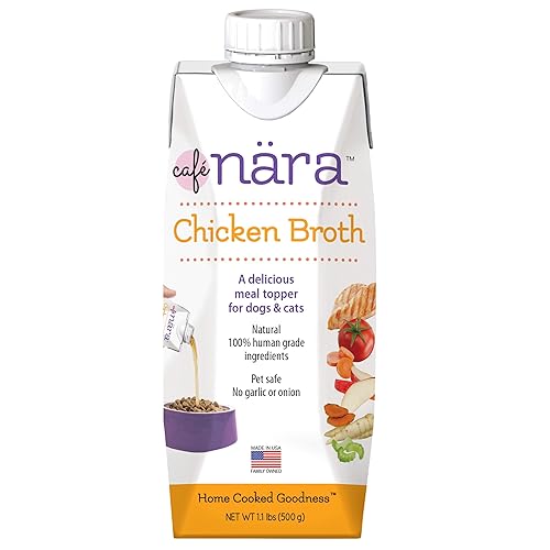 Café Nara - Chicken Broth - Meal Topper for Dogs & Cats - Supports Overall Pet Health - Pour-Over Broth for Wet/Dry Food - Human Grade Ingredients - Non-GMO - Made in USA - 17.6 oz - 1 Pack