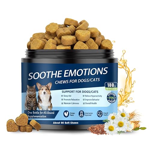 Calming Chews for Dogs, Dog Calming Chews Treats Anxiety Relief Bites with Melatonin, Puppy Sleep Aid for Thunder, Noise, Barking, Separation Anxiety, 90 Soft Chews