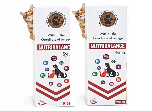 Canine Cure Pets & Vets Pvt. Ltd. Nutribalance Syrup for Dogs & Cats โ Omega 3, 6 & 9 with Vitamins & Minerals Supplement, Improves Skin & Hair Health | Buy one get one Free (400ml) 200mlx2