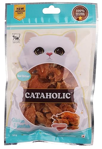 Cataholic Chicken & Fish Treats for Cats and Kittens | Spiral Soft Chicken & Sunfish Snack | High Protein, Easily Digestible, Healthy Cat Treats for Training & Daily Rewards โ 50 gm