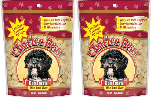 Charlee Bear Original Crunch Beef Liver Dog Treats,16 oz - Made in The USA,Natural Training Treats for Dogs,(Pack of 2)