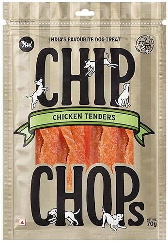 Chip Chops Chicken Tenders Slice Dog Treats | High Protein, Low Fat, Crunchy & Tasty Dry Treats | Optimum Health Formula, Healthy & Easily Digestible Snack for All Life Stages โ 70g