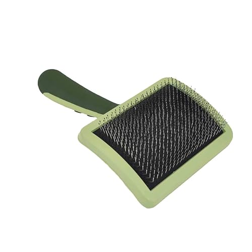 Coastal Dog Slicker Brush, Green - Grooming & Shedding Brush for Dogs of All Hair Types - Curved Design for Easy Detangling - Non-Slip Handle, 6.75'' x 4.25''
