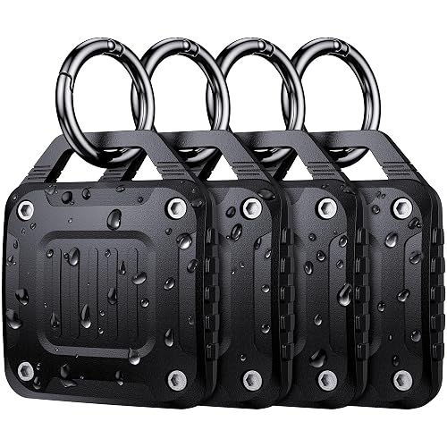 DDJ 4-Pack IPX8 Waterproof for AirTag Holder Case Keychain, Screw Lock - Rugged Case for Apple AirTag (1st & 2nd Gen) with Key Ring, Air TagHolder for Dog Collar/Luggage/Key/Backpack