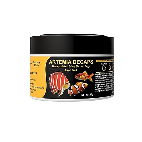 Decap Artemia Cyst 40 Gram, Brine Shrimp Eggs, Decapsulated Non Hatchable Artemia Direct Feed 100% Dry Eggs, High Protein Rich Direct Feed for New Born Baby Fishes