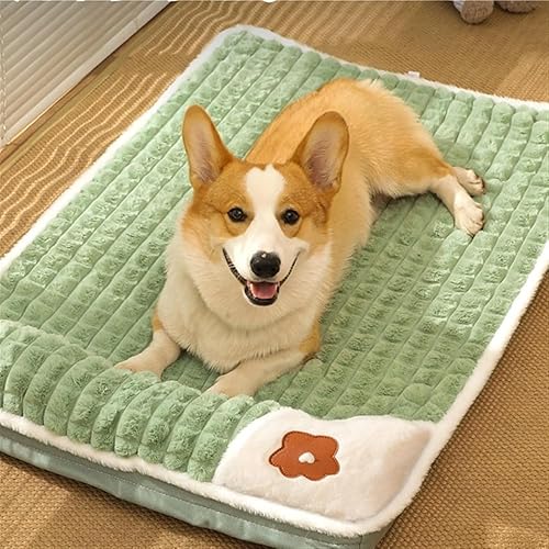 Divik Pet Bed Mat Dog Sleeping Pad with Pillow, Comfortable Safety Washable Pet Sofa Cotton Breathable Rectangle Nest Puppy Sleeping House Cushion Dog Bed (1Pcs)