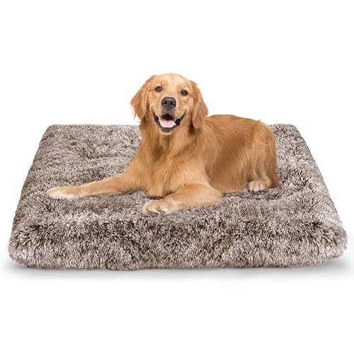 Dog Bed Crate Pad Plush Soft Pet Bed Calming Dog Crate Bed for Large Medium Small Dogs and Cats Washable Anti-Slip Kennel Crate Mats for Sleeping and Anti Anxiety XL