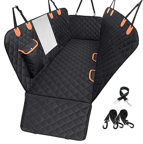 Dog Car Seat Cover for Back Seat 600D Scratchproof Nonslip Durable Waterproof Cars Pet Backseat Covers with Mesh Window Dogs Hammock for Car,SUV, Truck (54" W x 58" L)