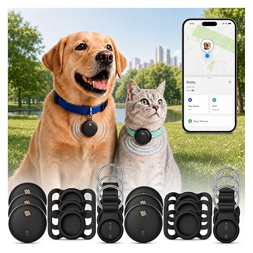 Dog Tracker for Collar, Pet Location Finder, No Monthly Fee, No SIM Card, Works with Apple Find My App, Ultra-Slim IP68 Waterproof Anti-Lost Tag for Dogs, Cats, Keys, Bags and Luggage 1 Pack