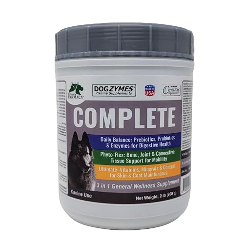 Dogzymes Complete - Probiotics, Prebiotics, Glucosamine, Chondroitin, MSM and Hyaluronic Acid, Complete Skin and Coat Care (2 Pound)