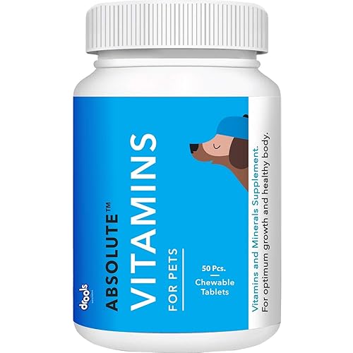 Drools Absolute Dog Supplement Tablet, Vitamin 175g (50 Pieces) Jar | Chicken Flavour | Supports Growth | Maintains Health Body Condition | Speedy Recovery From Disease