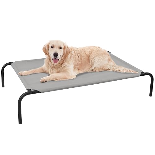 Elevated Dog Bed for Large Dogs, Raised Dog Bed with Breathable Mesh, Non Slip, Easy to Clean, 50.5 Inches, Grey