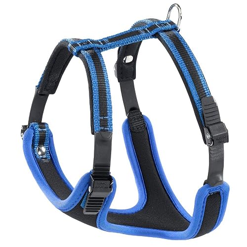 Ferplast Large Size Dog Harness ERGOCOMFORT Large, Adjustable Dog Harness, Comfortable, Padded, Double Micro-Adjustment Closure, Quick Release, Blue