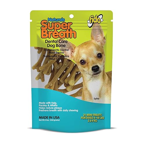 Fido Super Breath Dental Care Bones for Dogs, Mini - 21 Count - Fresh Breath Dog Dental Treats for Small Dogs - Plaque & Tartar Control - Made in USA