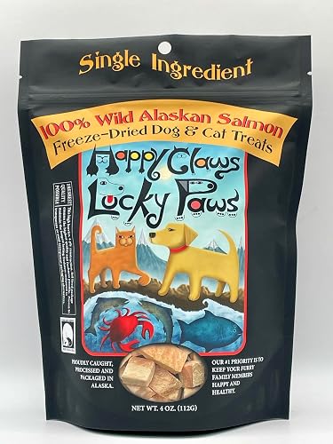 Freeze-Dried Wild Alaskan Salmon Treats for Dogs and Cats (4.0 oz) Made in Alaska