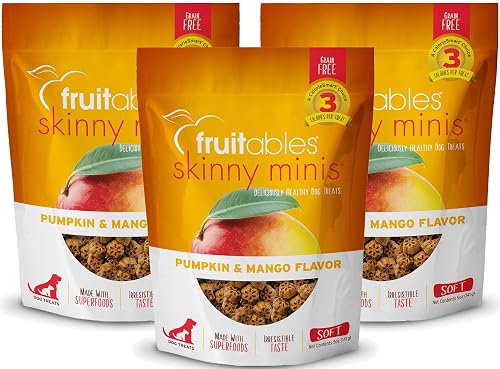 Fruitables Pumpkin & Mango Skinny Mini Dog Treats 5-Ounce by Fruitables (Pack of 3)