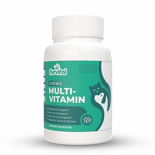 FURVITAL Multi-Vitamin Chews | Health Supplement for Dogs & Cats | Digestive Supports | Skin & Coat Support | Healthy Joints & Bones | Suitable for All The Breeds - 120 Tablets.