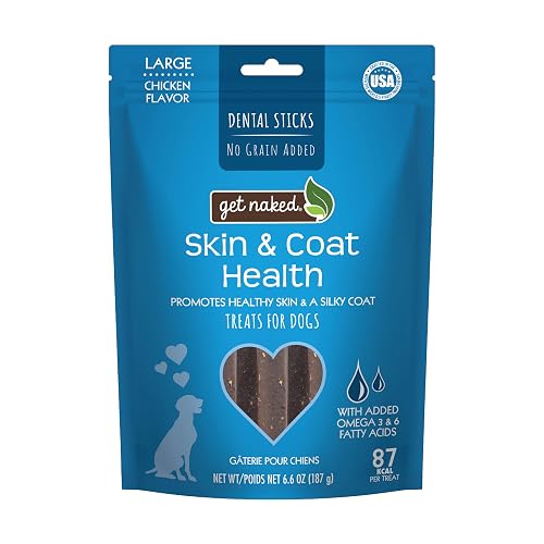 Get Naked Grain Free 1 Pouch 6.6 Oz Skin & Coat Dental Chew Sticks, Large