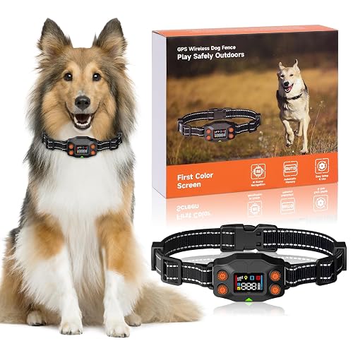 GPS Wireless Dog Fence, 3 Correction Modes, Radius 25-999 Yards, IPX7 Waterproof Collar, Electric Fence for Dogs, Pet Containment System, Outdoor Use, for Dogs Over 20 Lbs