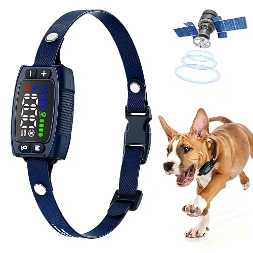 GPS Wireless Dog Fence, Electric Dog Fence for Yard Outdoor, Portable GPS Dog Collar with 3300ft Range, Accurate Satellite Pet Containment System, Waterproof Rechargeable for Large Medium Dogs